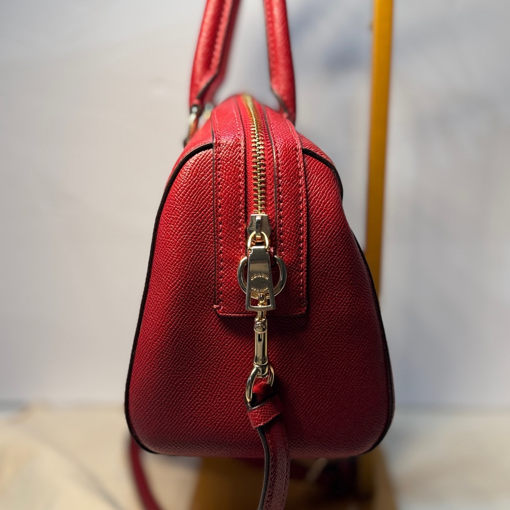 Coach Red Leather Dome Satchel with Gold Hardware Rowan 79946 with strap - Picture 3 of 14